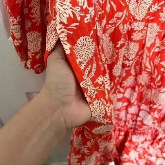 NWOT Universal Thread XL Orange/White Floral Dress Ruffle V-Neck, Layered Bottom - Picture 8 of 11